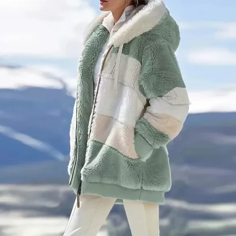 Street-Wave Comfycoat Plush Fur Jacket For Women Warm Cozy Outerwear Fashionable Winter Wear