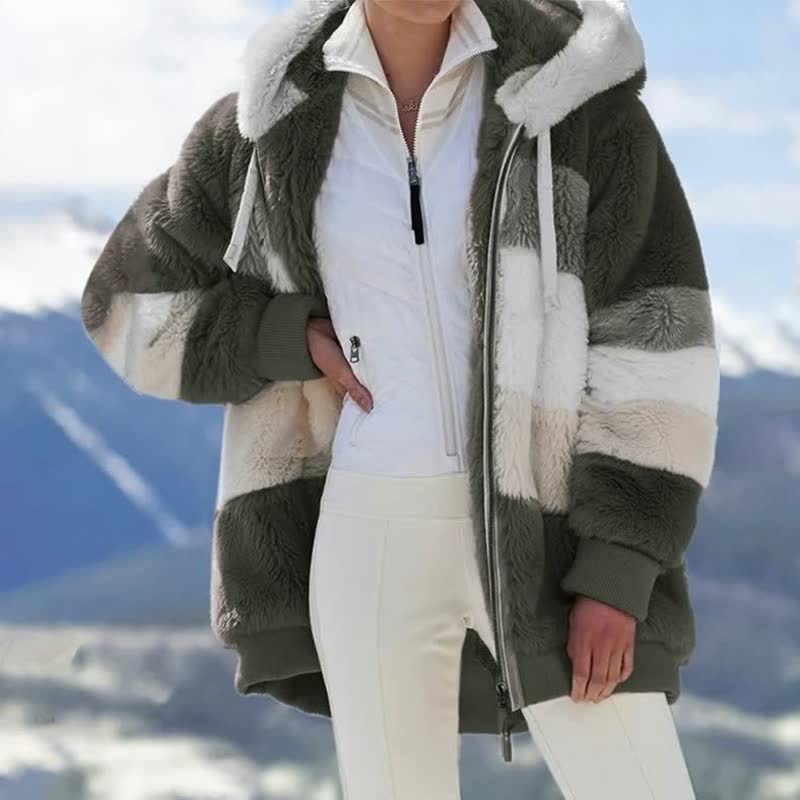 Street-Wave Comfycoat Plush Fur Jacket For Women Warm Cozy Outerwear Fashionable Winter Wear
