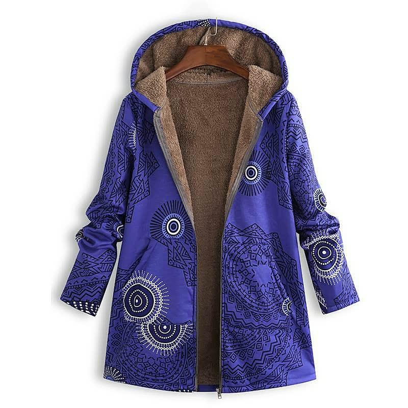 Street Wave Jacket For Women Cozy Sherpa Lined Unique Geometric Coat For Winter Warm