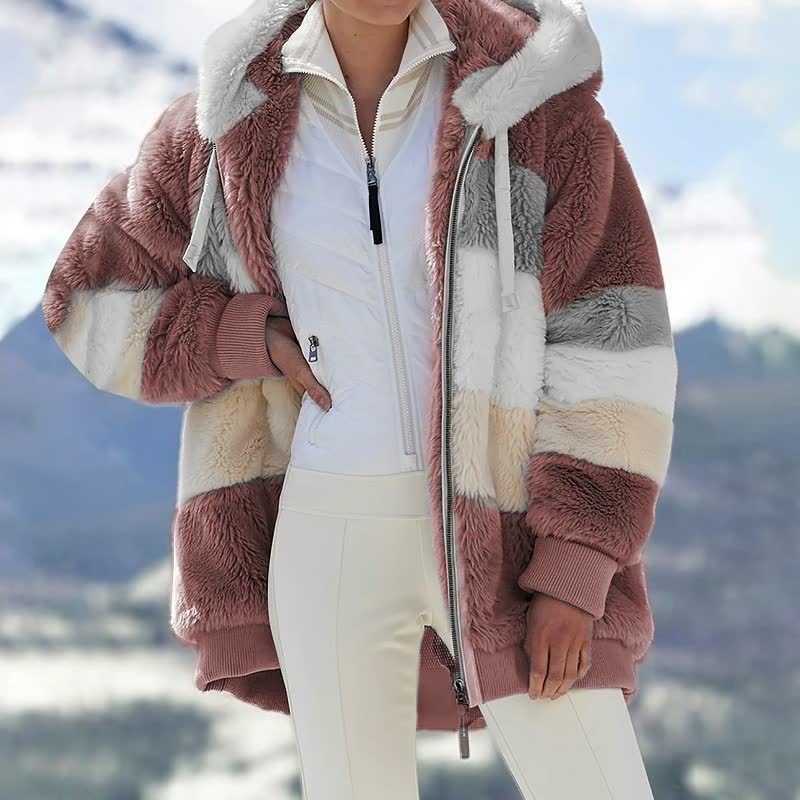 Street-Wave Comfycoat Plush Fur Jacket For Women Warm Cozy Outerwear Fashionable Winter Wear