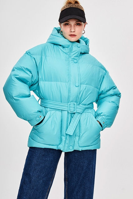 Streetwave Womens Puffer Jacket With Belt Street Chic Warm Tailored Fit Insulated For Cold Weather Everyday Style