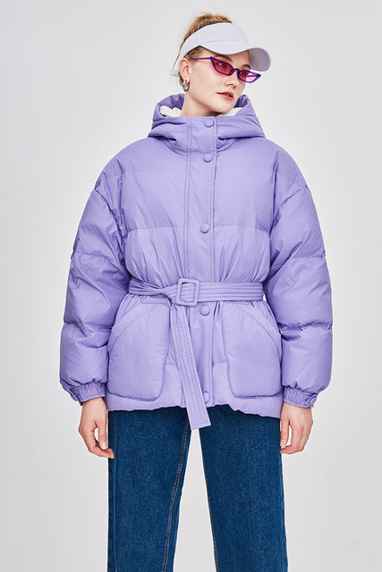 Streetwave Womens Puffer Jacket With Belt Street Chic Warm Tailored Fit Insulated For Cold Weather Everyday Style