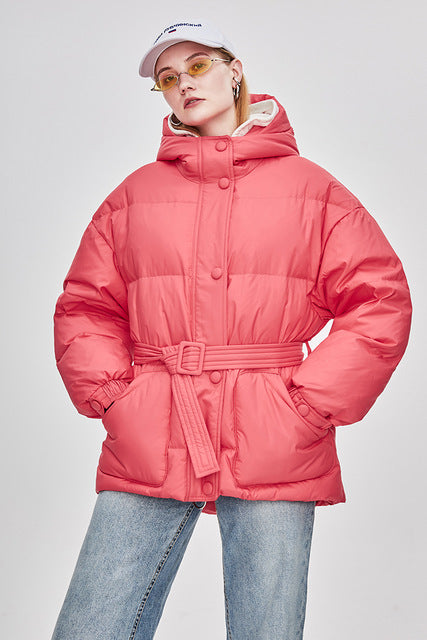 Streetwave Womens Puffer Jacket With Belt Street Chic Warm Tailored Fit Insulated For Cold Weather Everyday Style