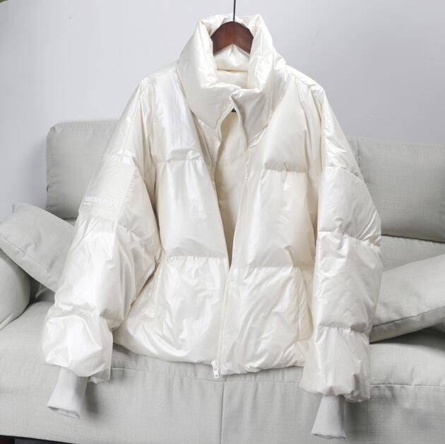 Street-wave Five Metallic Urban Oversized Down Jacket for Women With Bold Finish and Cozy Warmth