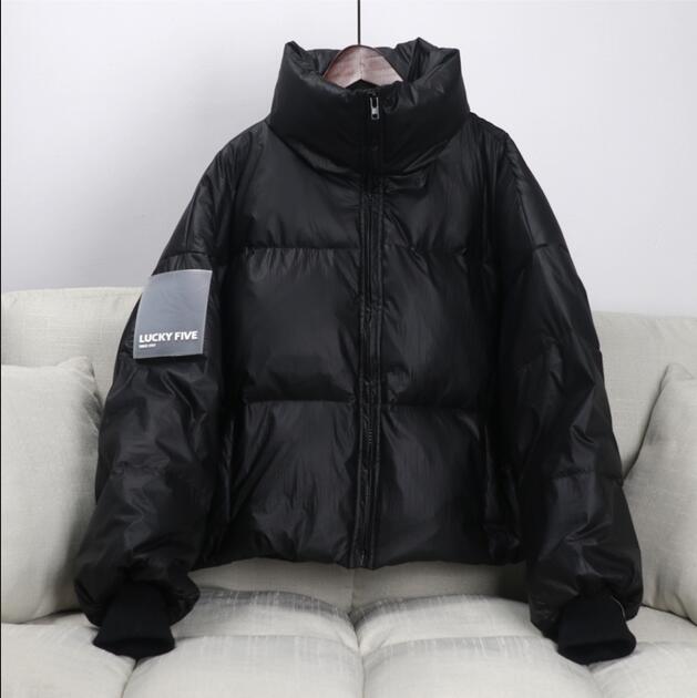 Street-wave Five Metallic Urban Oversized Down Jacket for Women With Bold Finish and Cozy Warmth