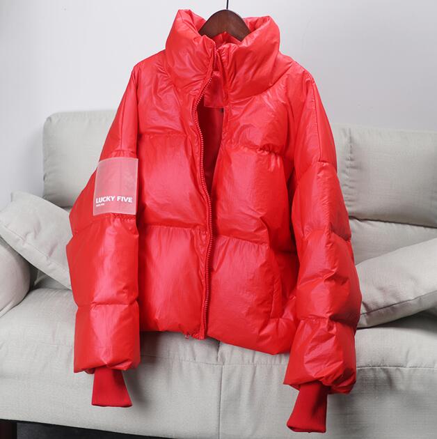 Street-wave Five Metallic Urban Oversized Down Jacket for Women With Bold Finish and Cozy Warmth