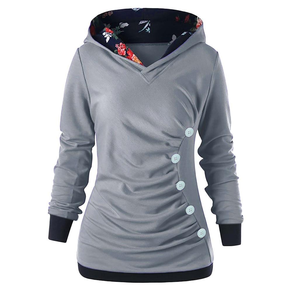 Winter Hoodie For Women Street-wave Cozy Draped Hooded Pullover With Floral Lining
