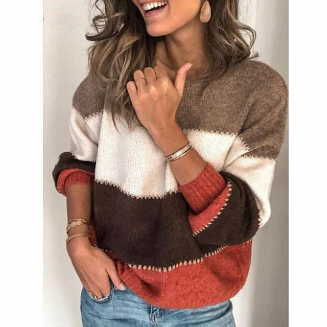 Street Wave Leopard Print Knit Pullover For Women Soft Mohair Blend Round Neck Casual