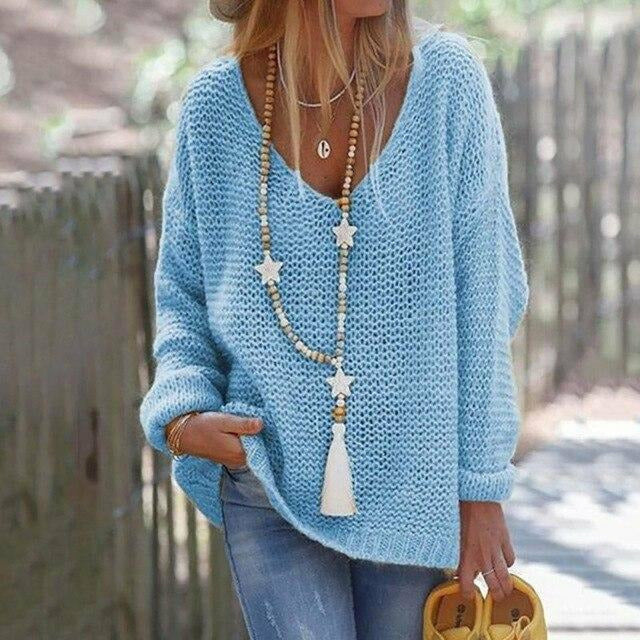Street-wave Patchwork Knit Pullover With V-Neck In Polyester And Cotton Casual Modern Style For Women