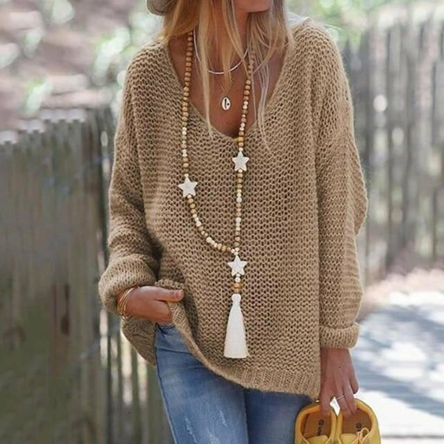Street-wave Patchwork Knit Pullover With V-Neck In Polyester And Cotton Casual Modern Style For Women