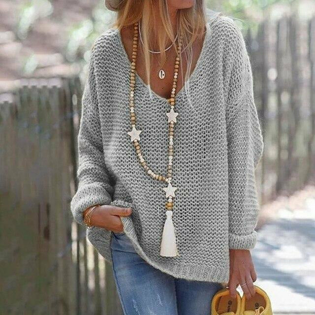Street-wave Patchwork Knit Pullover With V-Neck In Polyester And Cotton Casual Modern Style For Women
