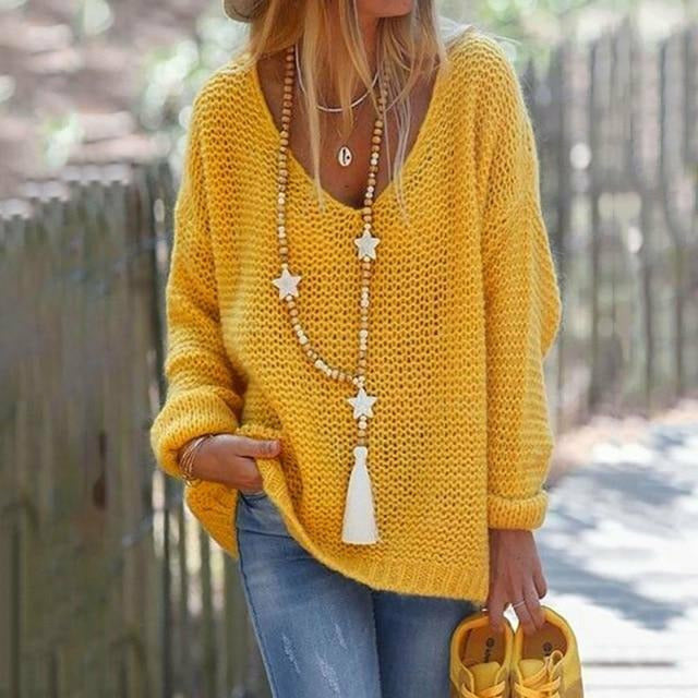 Street-wave Patchwork Knit Pullover With V-Neck In Polyester And Cotton Casual Modern Style For Women