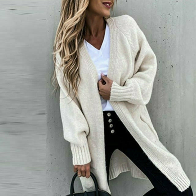 Street Wave Oversized Knit Cardigan For Women Soft Cotton Polyester Blend Cozy Warmth And Effortless Casual Style