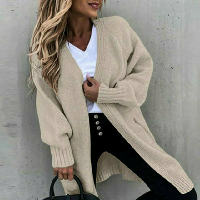 Street Wave Oversized Knit Cardigan For Women Soft Cotton Polyester Blend Cozy Warmth And Effortless Casual Style