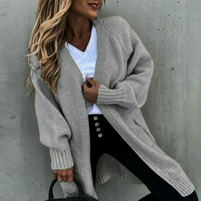 Street Wave Oversized Knit Cardigan For Women Soft Cotton Polyester Blend Cozy Warmth And Effortless Casual Style