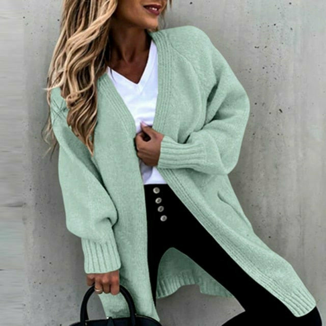 Street Wave Oversized Knit Cardigan For Women Soft Cotton Polyester Blend Cozy Warmth And Effortless Casual Style