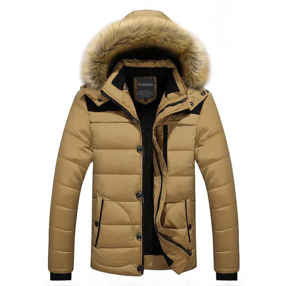 Street-wave Mens Winter Jacket Insulated Puffer With Fur Hood For Warmth And Comfort