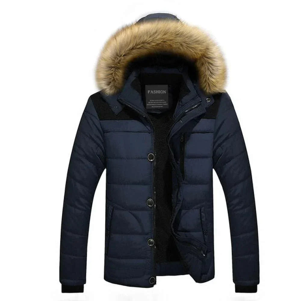 Street-wave Mens Winter Jacket Insulated Puffer With Fur Hood For Warmth And Comfort