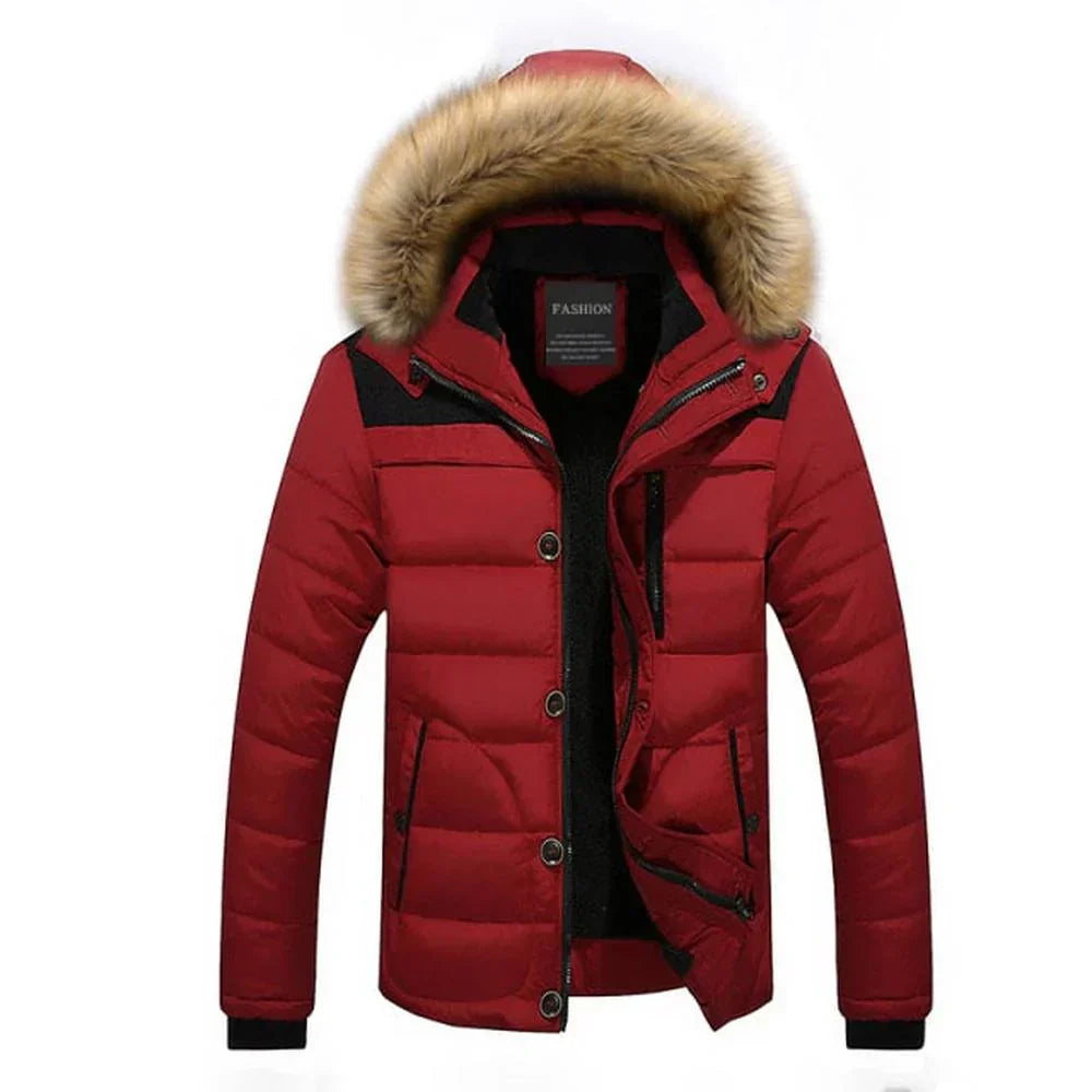 Street-wave Mens Winter Jacket Insulated Puffer With Fur Hood For Warmth And Comfort