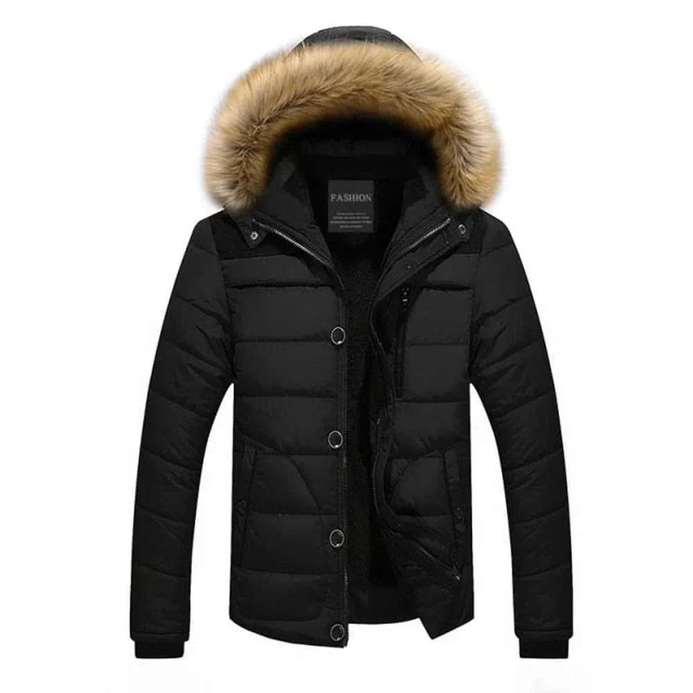 Street-wave Mens Winter Jacket Insulated Puffer With Fur Hood For Warmth And Comfort