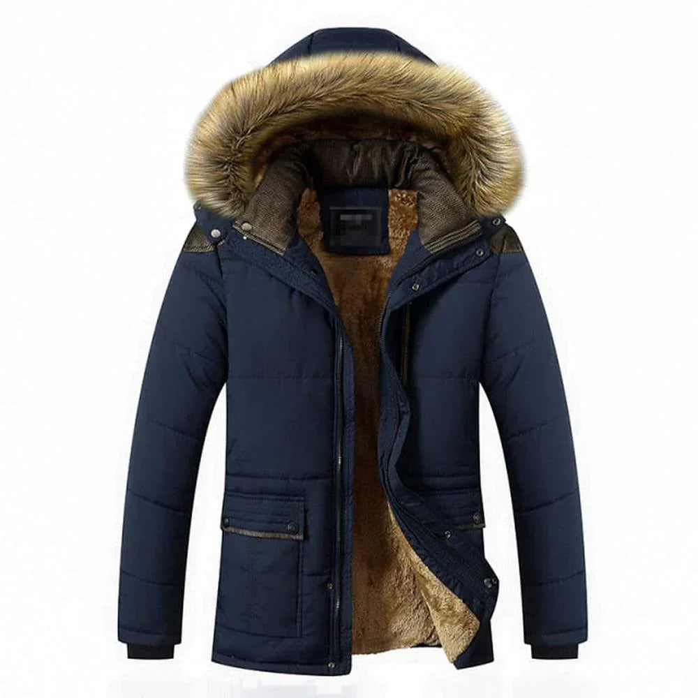 Street-wave Mens Winter Jacket Insulated Puffer With Fur Hood For Warmth And Comfort