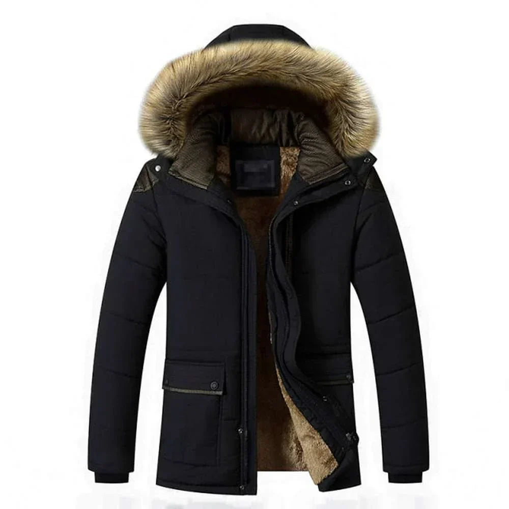 Street-wave Mens Winter Jacket Insulated Puffer With Fur Hood For Warmth And Comfort