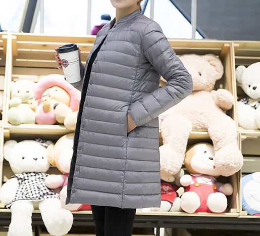 Street-Wave Ultralight Down Jacket For Women With Long Hood Lightweight Warmth Cozy Style