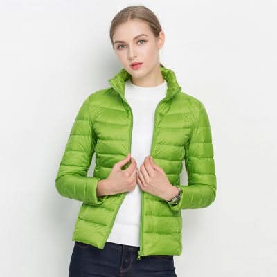 Street-Wave Women's Bright Green Puffer Jacket for Autumn Winter Warmth and Style