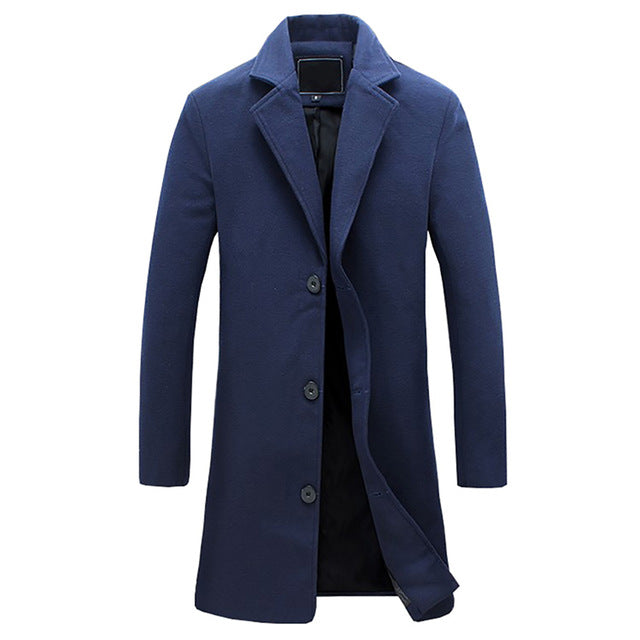 Street Wave Martin Formal Long Overcoat For Men Elegant Tailored Wool
