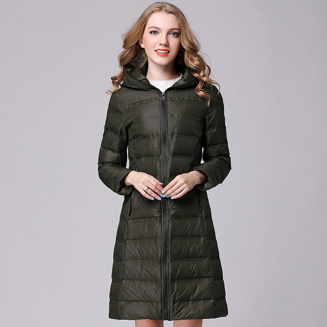 Street-wave Seamless Long Down Coat For Women Elegant Lightweight Puffer Jacket Premium Warmth