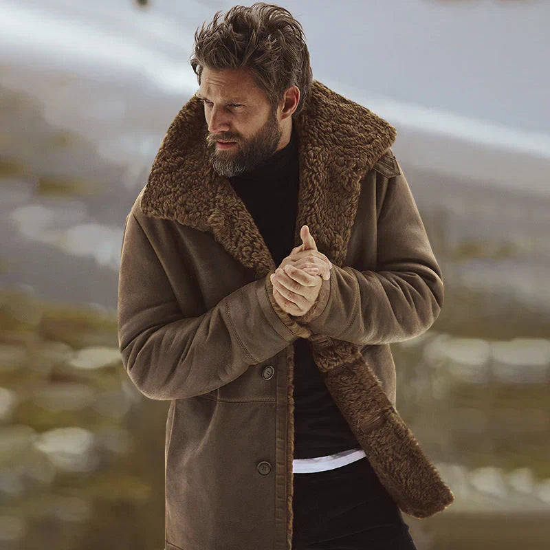 Street-Wave Mens Parka Jacket Faux Shearling Lined Relaxed Fit Winter Coat