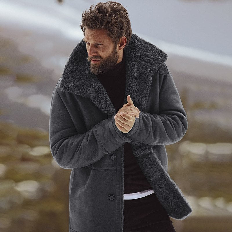 Street-Wave Mens Parka Jacket Faux Shearling Lined Relaxed Fit Winter Coat