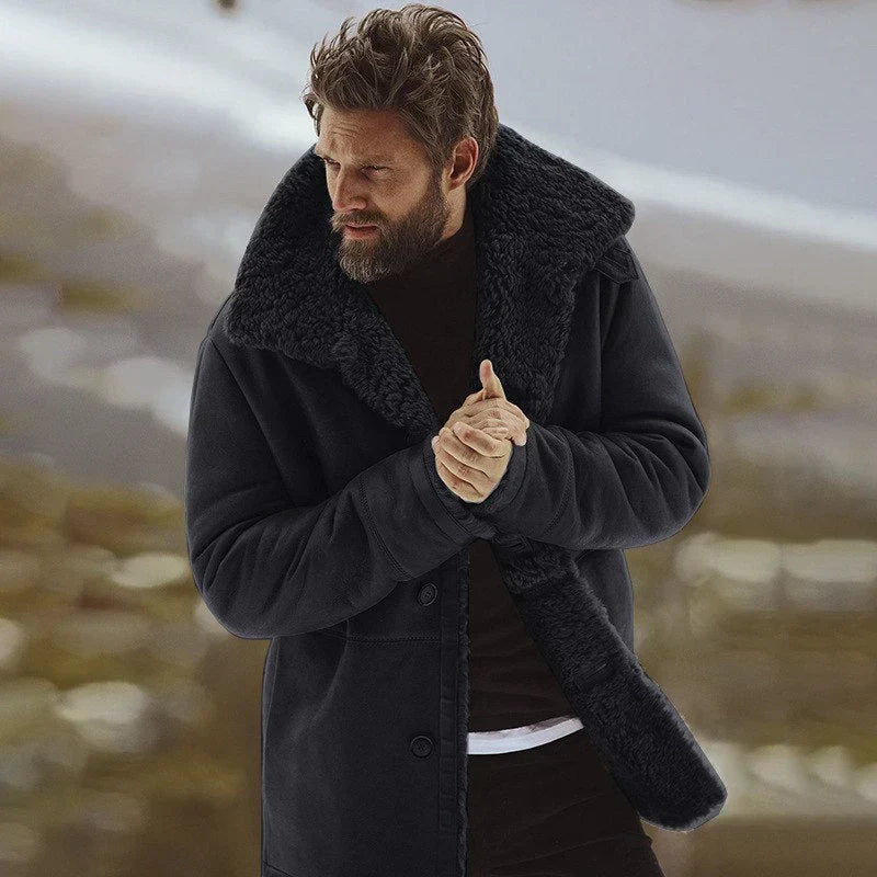 Street-Wave Mens Parka Jacket Faux Shearling Lined Relaxed Fit Winter Coat