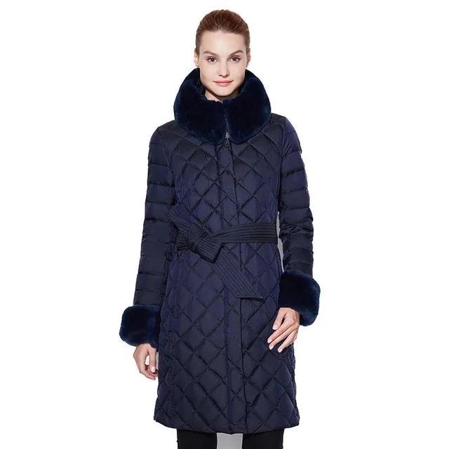 Street-wave Quilted Coat With Cozy Fur Collar For Women