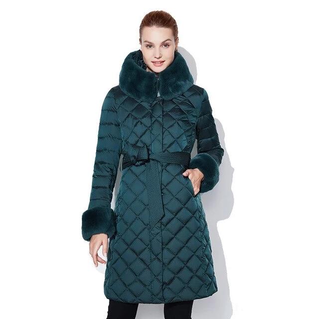 Street-wave Quilted Coat With Cozy Fur Collar For Women