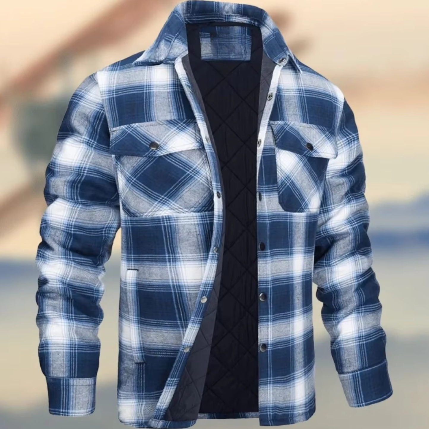 Street-Wave Men's Thick Cotton Plaid Jacket Winter Warm Outerwear For Casual And Outdoor Wear