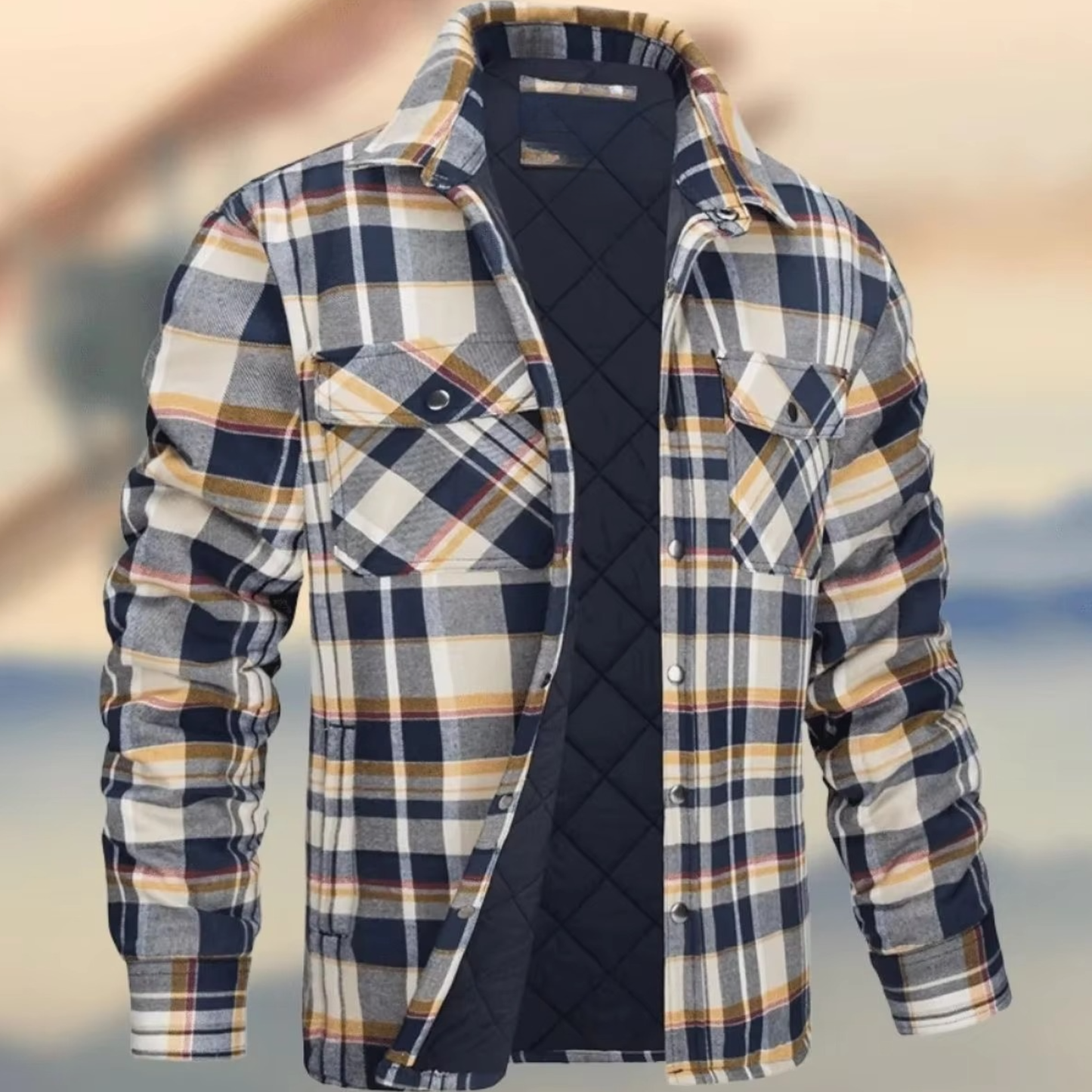 Street-Wave Men's Thick Cotton Plaid Jacket Winter Warm Outerwear For Casual And Outdoor Wear