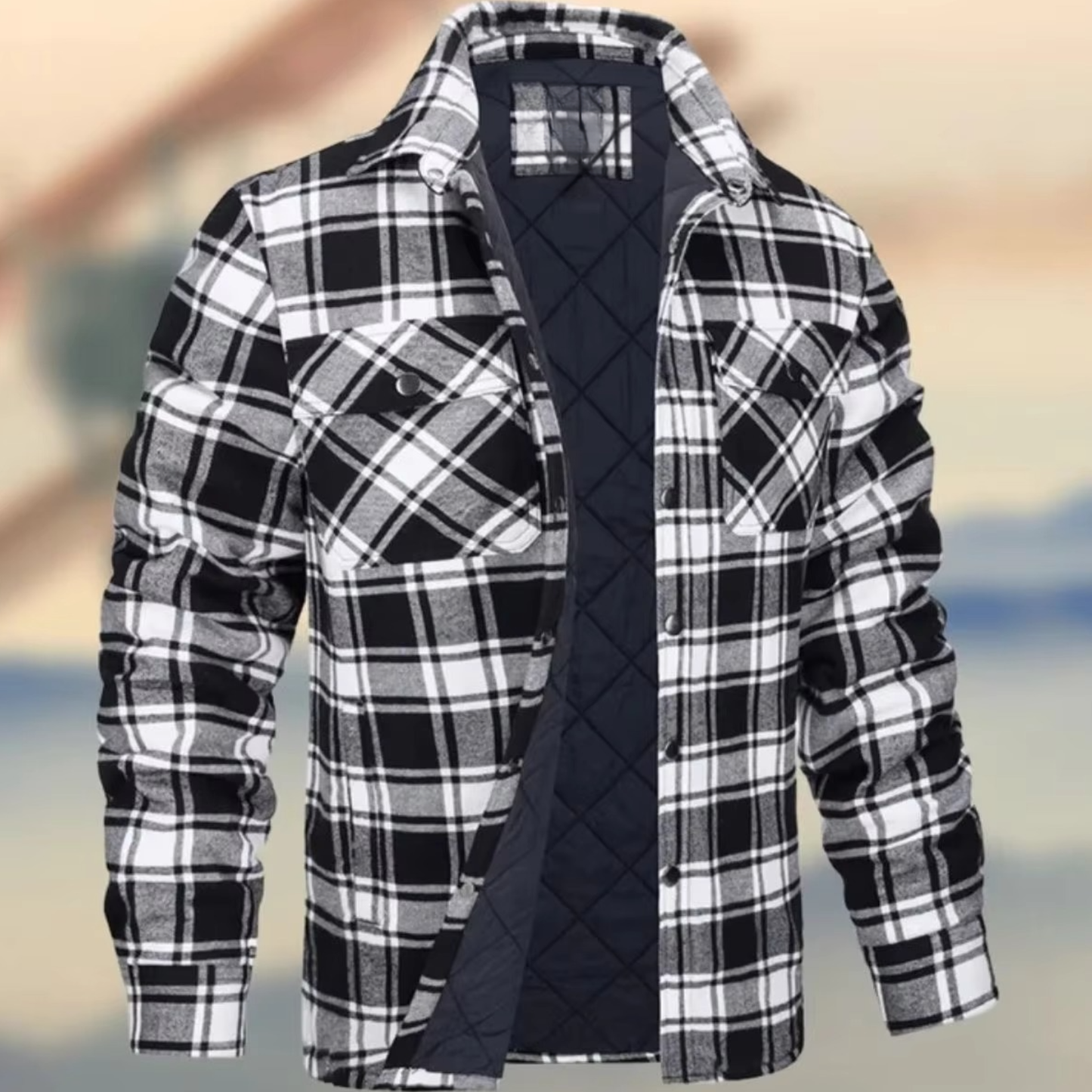 Street-Wave Men's Thick Cotton Plaid Jacket Winter Warm Outerwear For Casual And Outdoor Wear