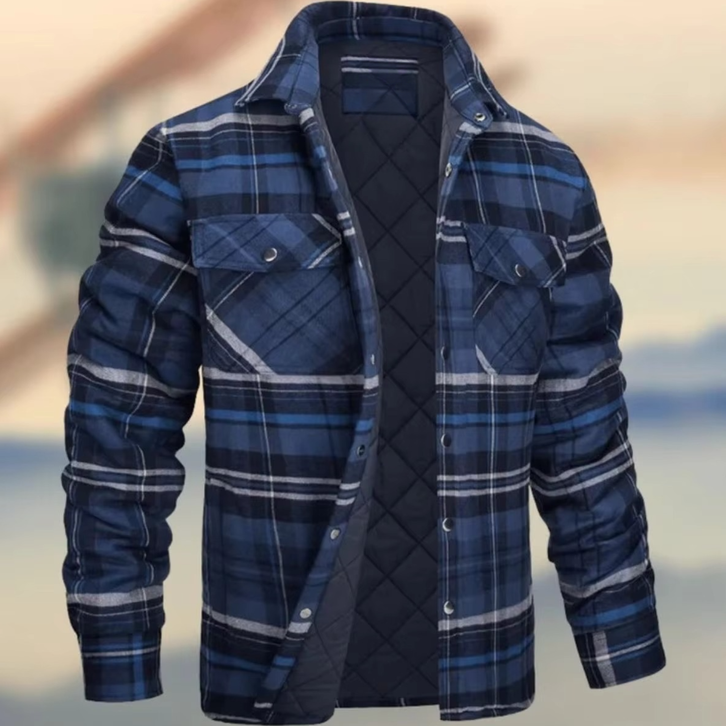 Street-Wave Men's Thick Cotton Plaid Jacket Winter Warm Outerwear For Casual And Outdoor Wear