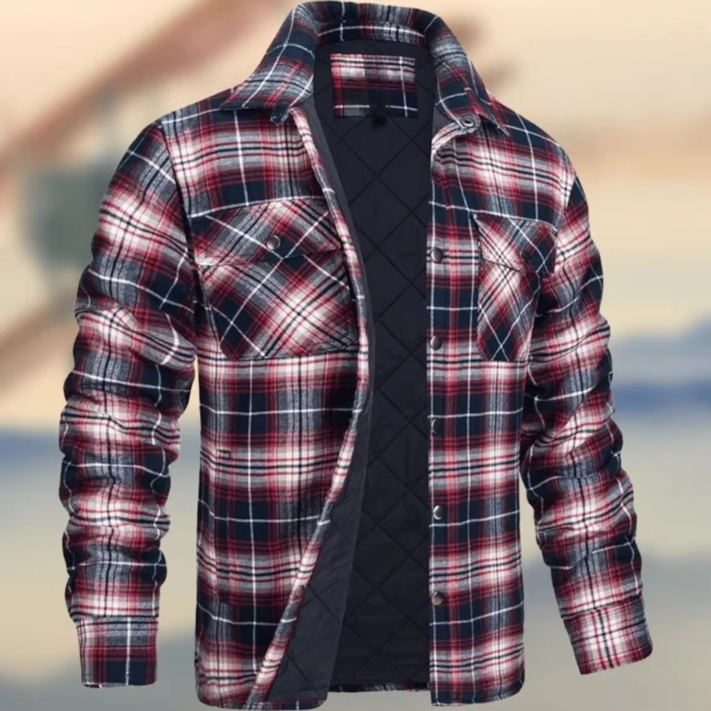 Street-Wave Men's Thick Cotton Plaid Jacket Winter Warm Outerwear For Casual And Outdoor Wear