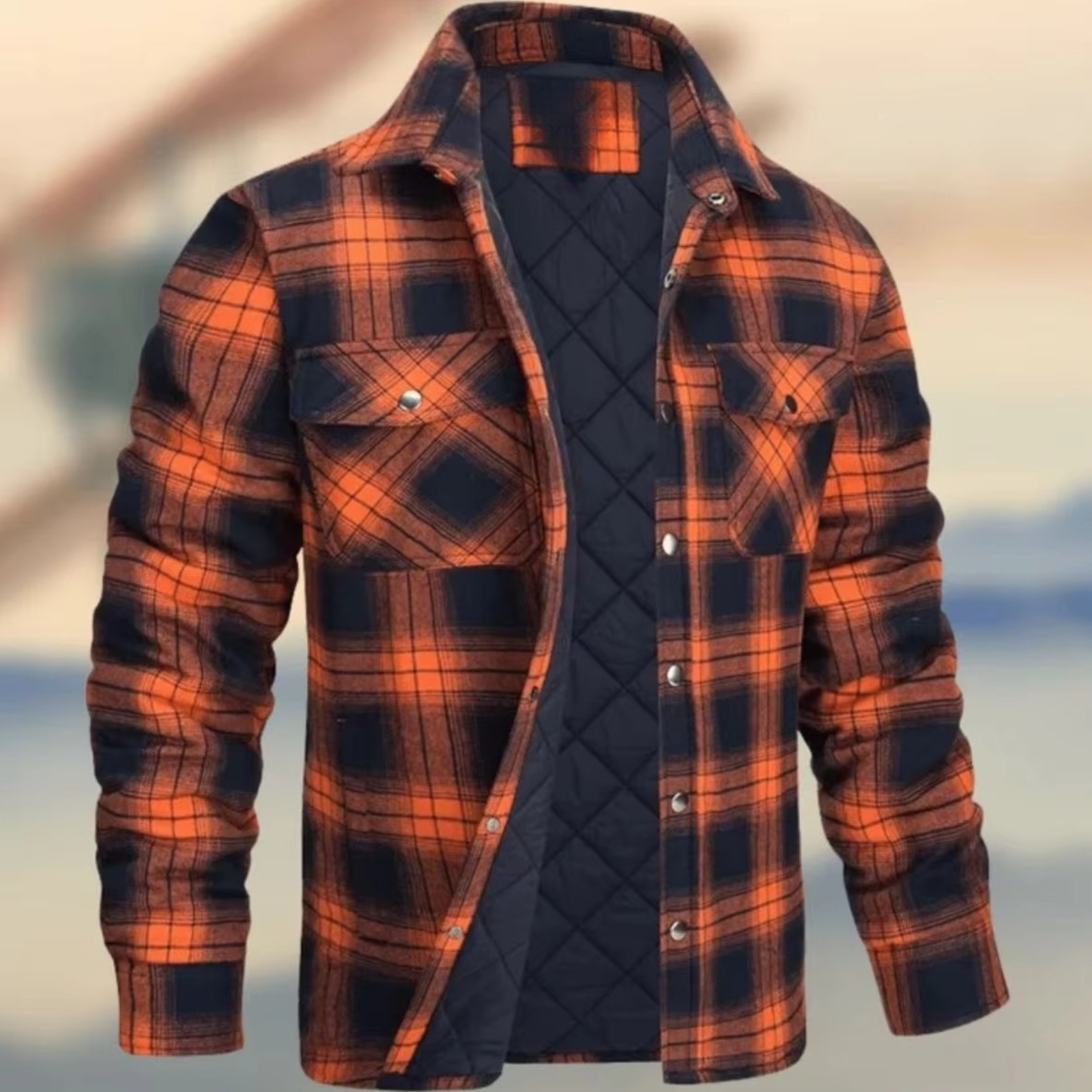 Street-Wave Men's Thick Cotton Plaid Jacket Winter Warm Outerwear For Casual And Outdoor Wear