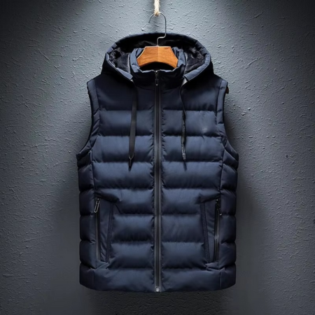 Street-Wave Men's Hooded Sleeveless Cotton Padded Vest Casual Zipper Waistcoat Plus Size Up To 6XL