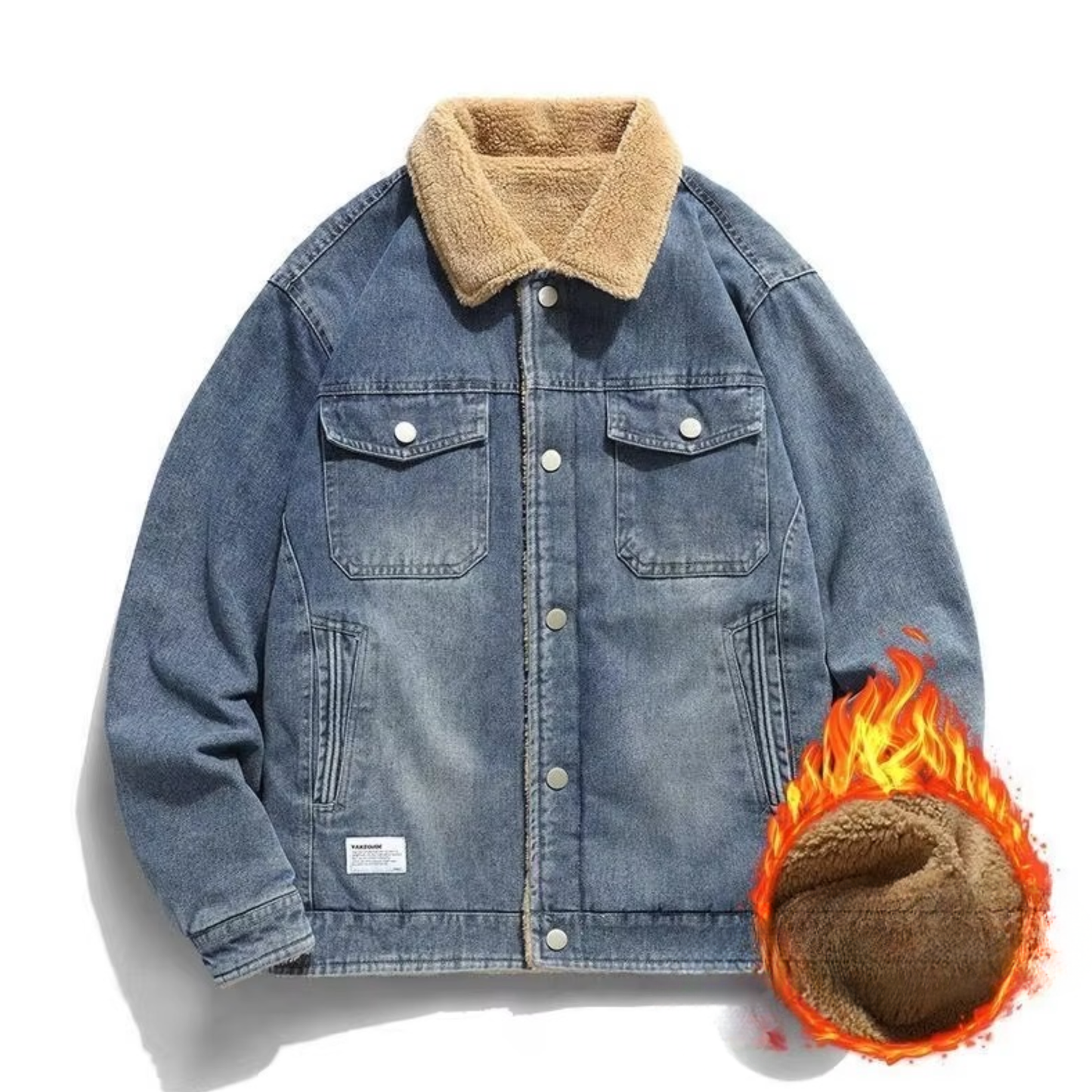 Street-Wave Men's Fleece Lined Denim Jacket Warm Winter Coat For Casual Style Sizes M To 4XL