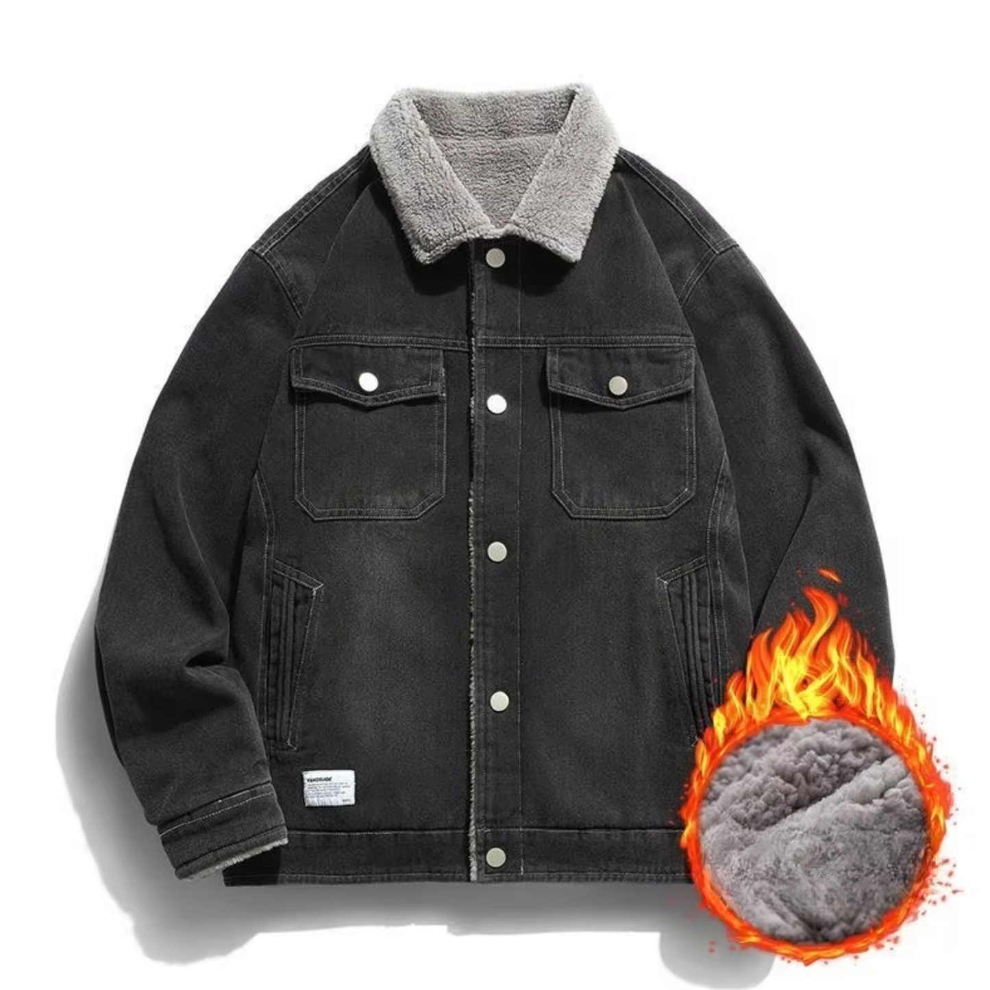 Street-Wave Men's Fleece Lined Denim Jacket Warm Winter Coat For Casual Style Sizes M To 4XL