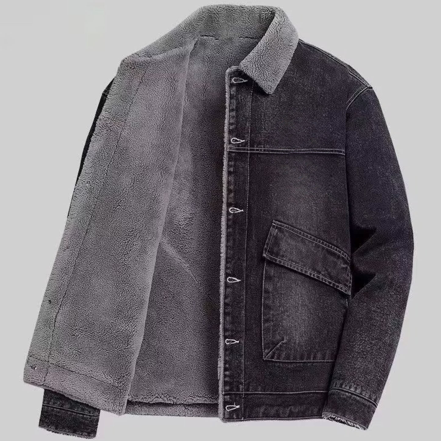 Street-Wave Men's Fleece Lined Denim Jacket Warm Winter Coat For Casual Style Sizes M To 4XL