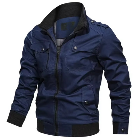 Street-Wave Men's Cotton Stand Collar Casual Jacket for Spring and Fall Lightweight Everyday Outerwear