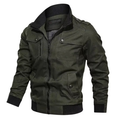 Street-Wave Men's Cotton Stand Collar Casual Jacket for Spring and Fall Lightweight Everyday Outerwear