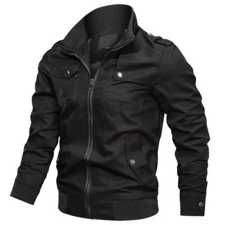 Street-Wave Men's Cotton Stand Collar Casual Jacket for Spring and Fall Lightweight Everyday Outerwear