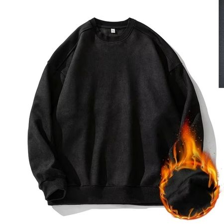 Men's Suede Oversized Sweatshirt Pullover by Street-Wave for Fall and Winter Casual Comfort