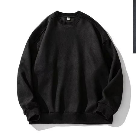 Men's Suede Oversized Sweatshirt Pullover by Street-Wave for Fall and Winter Casual Comfort